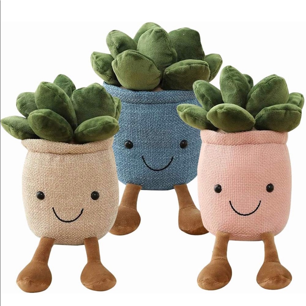 Plush Plant happy face house plant green thumb cactus friend home decor New